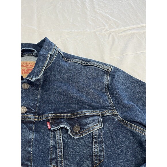 Levi Strauss Men's Dark Blue Denim Trucker Jean Jacket Size XL #72334 Buttons - Picture 8 of 13